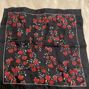 Sandro Black and Red Rose Square Scarf